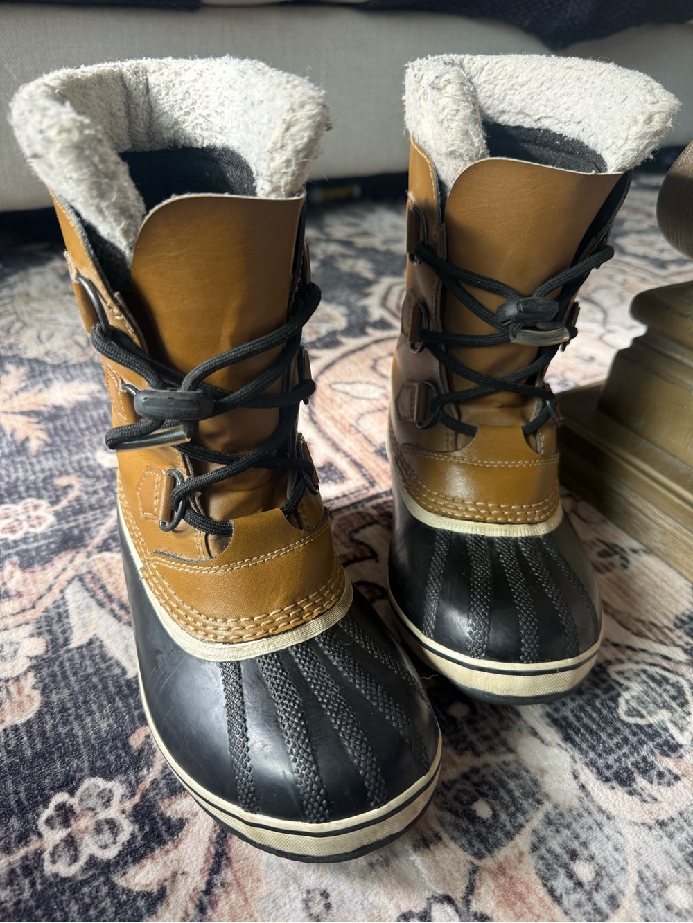 Sorel Kids Tan and Black Lace-Up Waterproof Snow Boots - 3Y